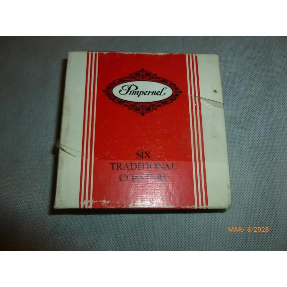 6 Vintage Pimpernel‎ Deluxe Finish Coasters w/ Box Floral Made in England